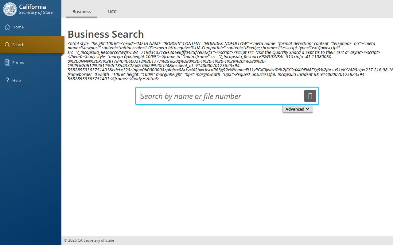 Corona public records California SOS business search