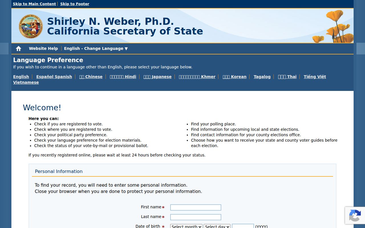 Corona voter registration records My Voter Status lookup